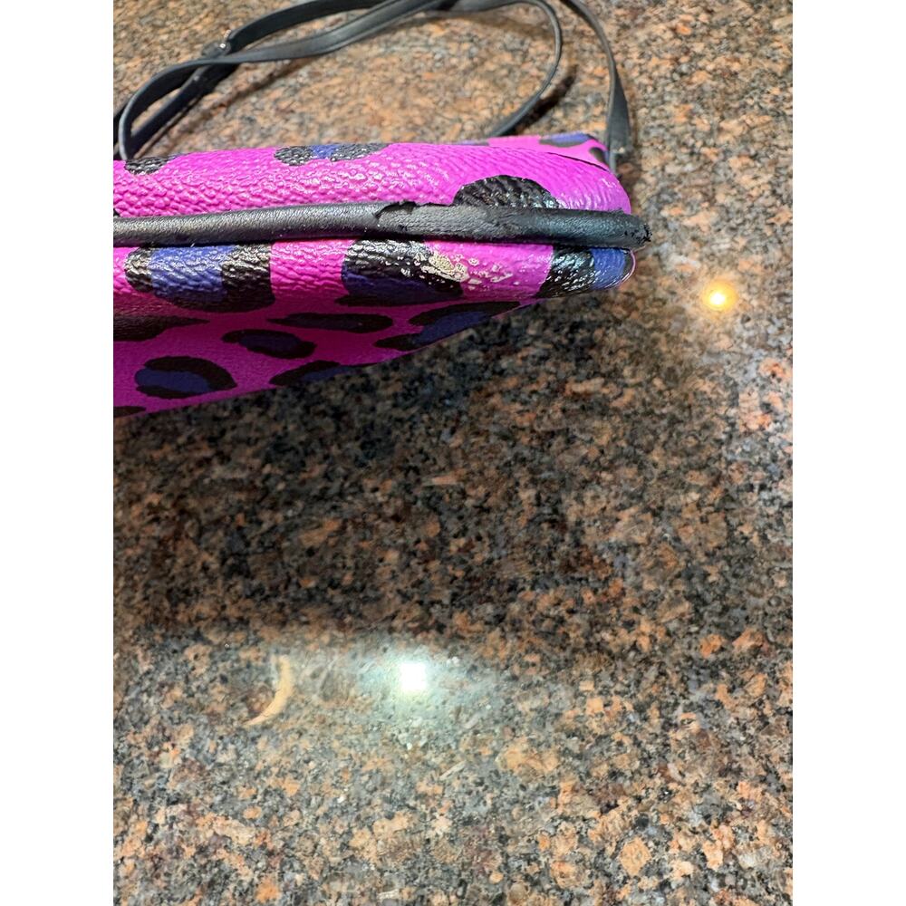 Vera Bradley Faux Leather Crossbody Purple Black Blue Cheetah Print - Picture 8 of 11